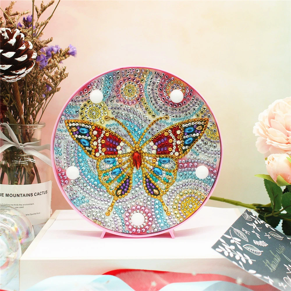 Алмазная вышивка huacan светодиодный светильник алмазов картина 5d бабочка бриллиант мозаика светящееся Рождественское украшение