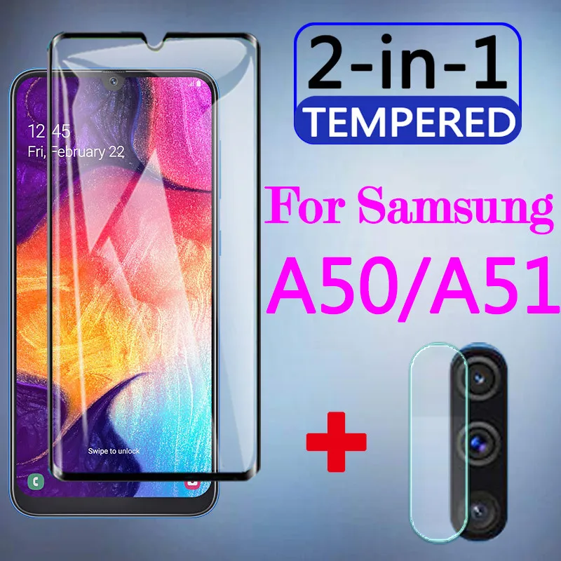 Защитное стекло 2 в 1 для Samsung galaxy a 51 a50 a51 50a 51a | Мобильные телефоны и аксессуары