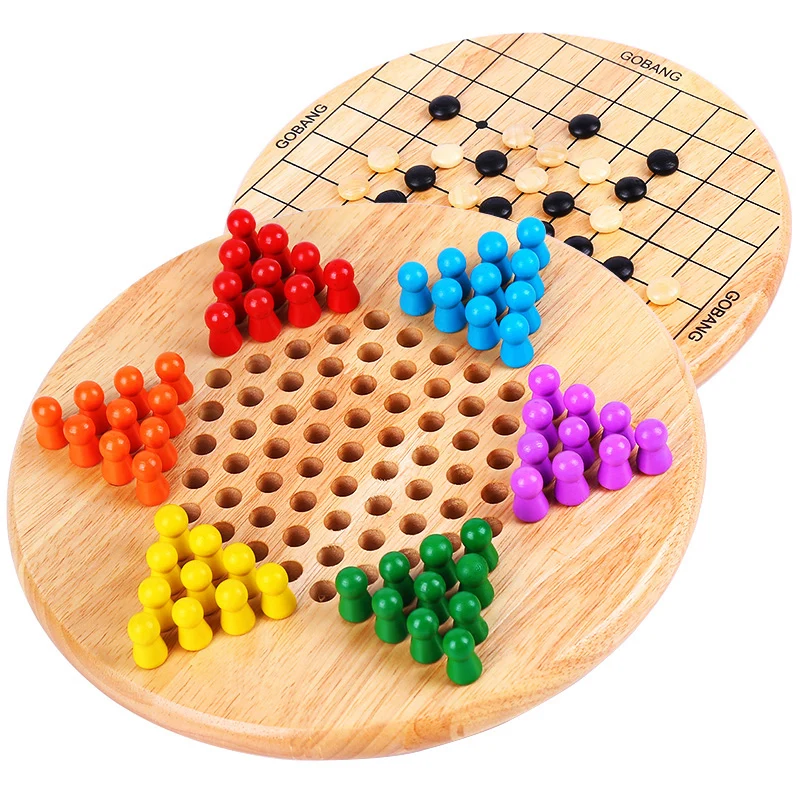 Dama Chinesa Jogo Tabuleiro Madeira Hexágono + Dados 20cm