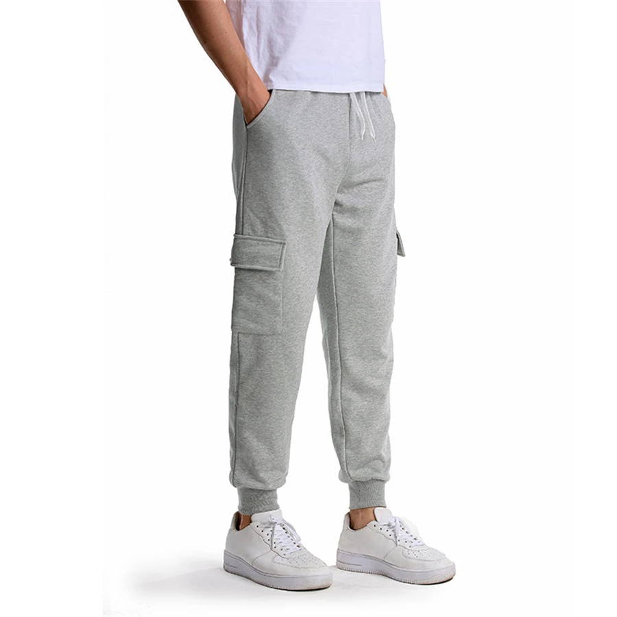 work casual pants FOJAGANTO Men's Casual Sports Sweatpants Multi-Pocket Four Seasons Jogging Pants Fashion Solid Color Sports Sweatpants Male casual work pants