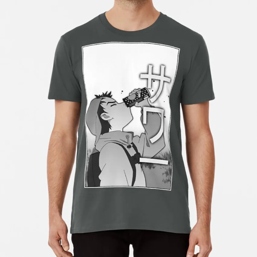Темно-серый Sour футболка naota nandaba flcl fooly cooly Аниме Манга sadboy sadboi sad boi - Цвет: Темно-серый