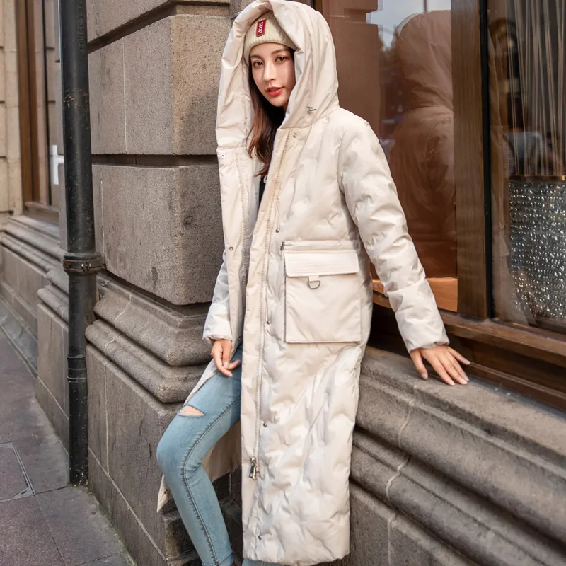 

Thick Warm Korean-style Slim Fit Slimming Solid Color Pocket Long 2019 Winter New Style Cotton-padded Clothes/Cotton Coat