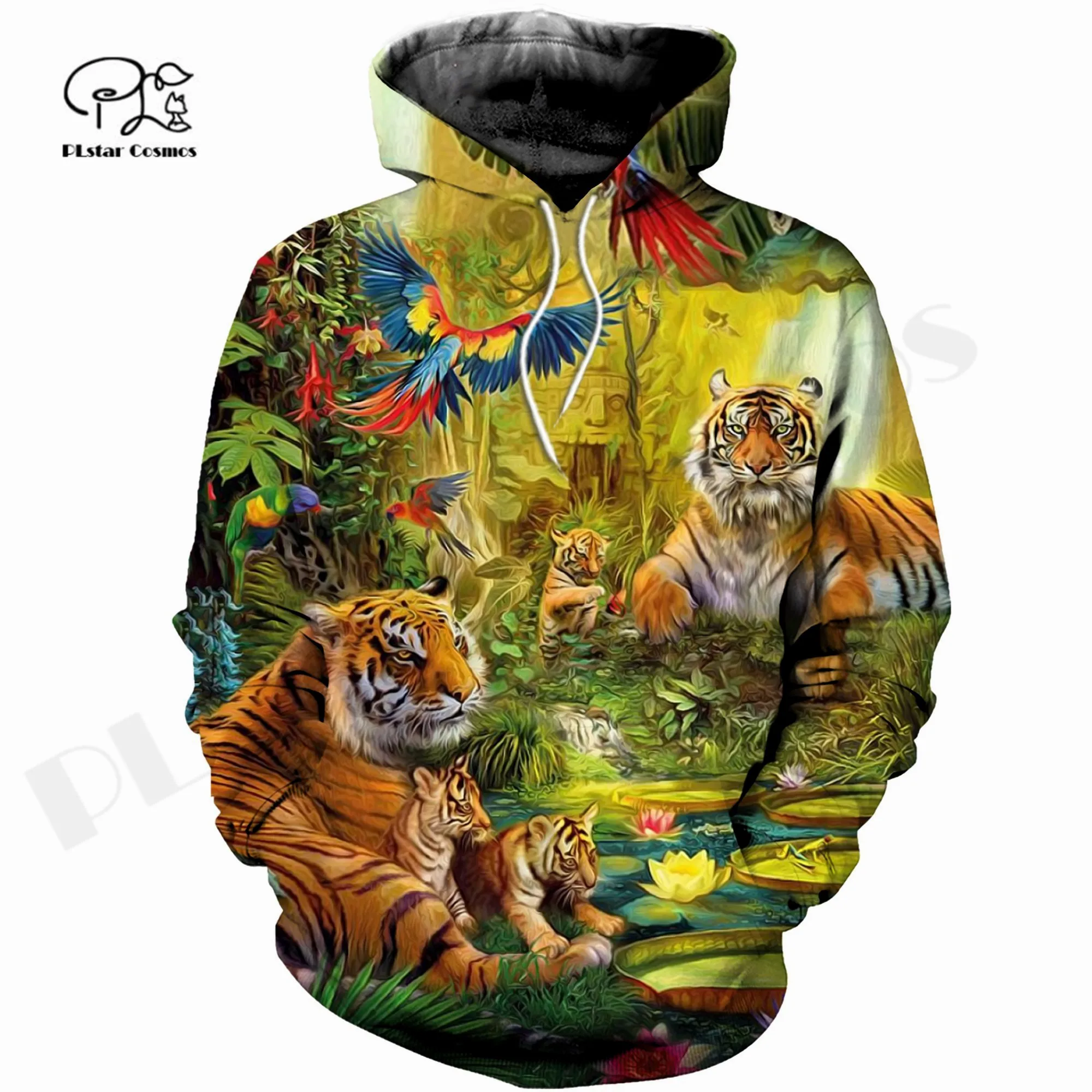 

PLstar Cosmos 3Dprint Newest Tiger Parrot Bird Art Harajuku Premium Streetwear Funny Unique Awsome Casual Hoodies/Sweatshirt/Zip