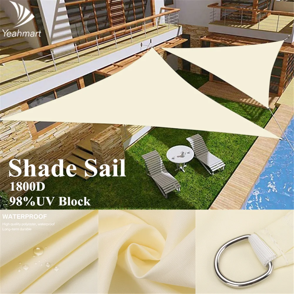 5x3/4x3/3.6x3.6M 1800D Waterproof Sun Shade Sail Awning Sun Shading Net Canopy Tent Outdoor Garden Sun Shelter Large Shade Cloth