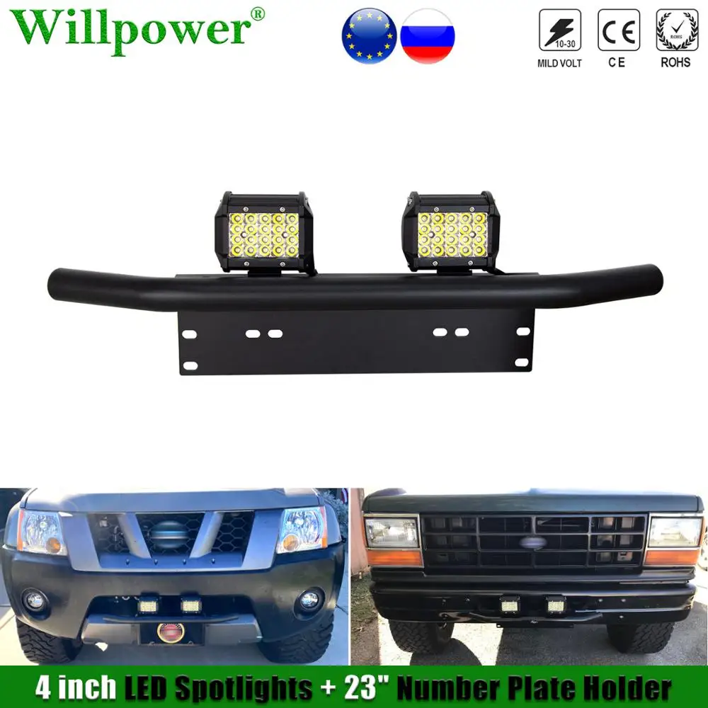 Paraurti Anteriore Per Auto Suv 60W 4 "Led Spotlight Portatarga Portatarga Per Jeep Jk 4X4 Camion Pickup Lampada Di Guida Fendinebbia
