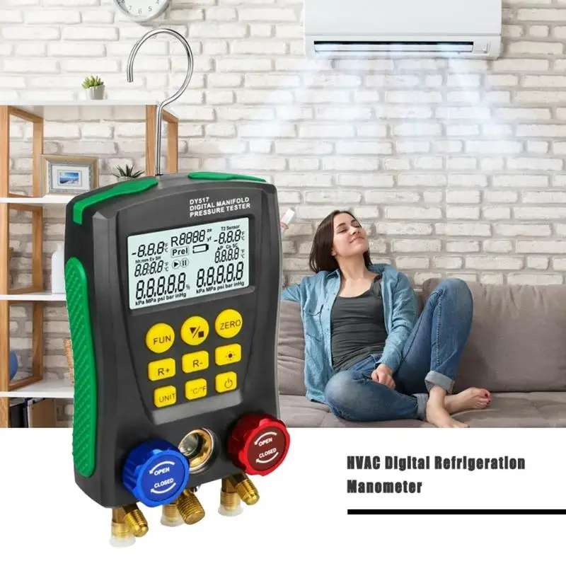 HVAC вакуумный измеритель температуры давления вакуумный манометр Холодильный цифровой коллектор измеритель утечки тестер клапан набор инструментов