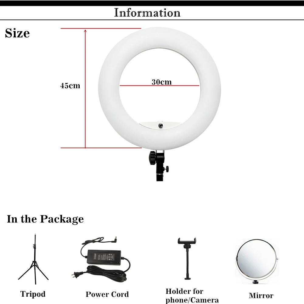 LED Ring Lights Lamp Kit with Tripod 96w 3200K-5500K Bi-color Yidoblo FD-480II 18in Makeup Studio Light Photographic Lighting