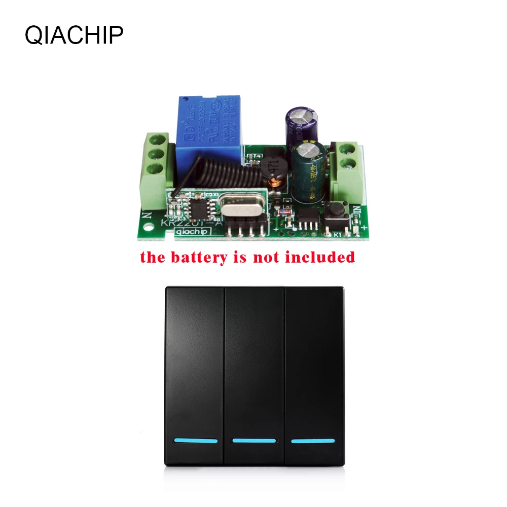 1RC and 1receiver QIACHIP 433Mhz AC 110V 220V 1 CH Пульт дистанционного управления релейный приемник+ беспроводной РЧ настенный пульт дистанционного управления - Цвет: 1RC and 1receiver