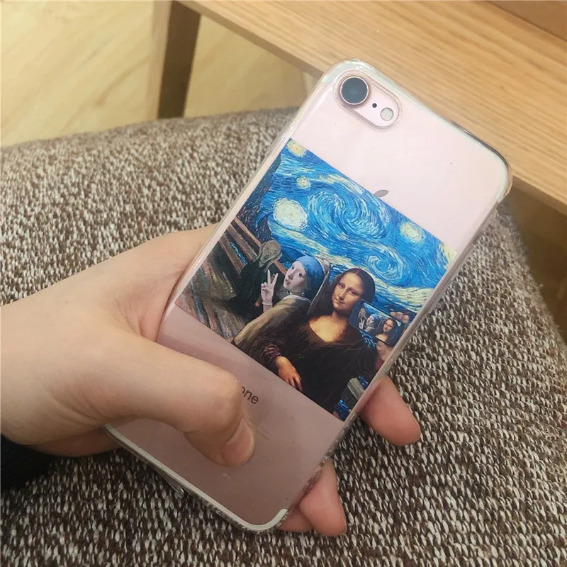 Чехол из термополиуретана и силикона для Iphone 11 11Pro Max XS XR 7 8Plus 8xsmax пародия Мона Лиза