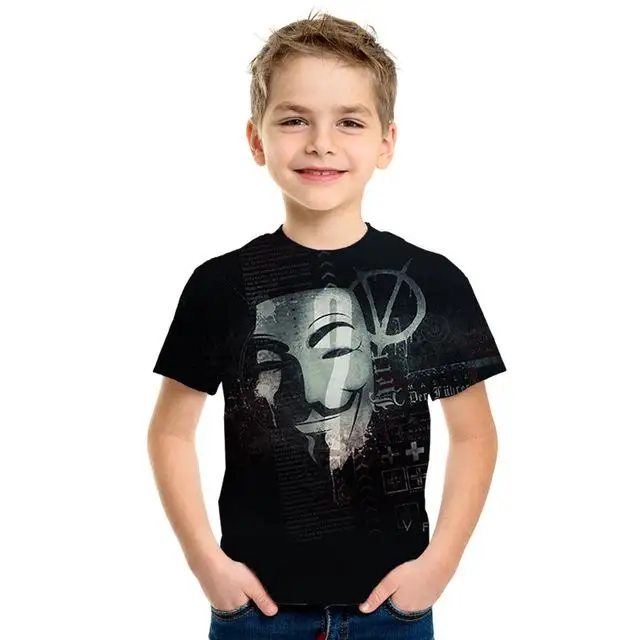 Г. Футболка с 3d принтом фильма V for Vendetta летние модные топы для мальчиков и девочек, рубашка детская одежда с принтом детская футболка - Цвет: NT-1142