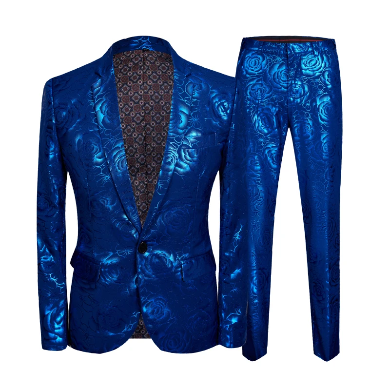 

Paisley Floral Gilding One Button Suit ( Jacket+Pants) Men 2019 Stage Party Weeding Tuxedo Blazer Men Terno Masculino