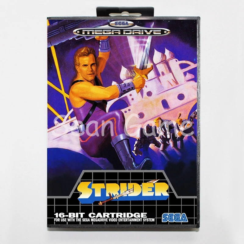 Elevata prestazione 16 бит MD игровая карта для sega Mega Drive Strider Обложка с розничной коробкой