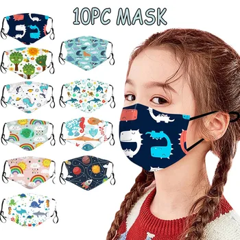 

Kid Child 3d Dinosaur Print Black Mouth Mask Pollution Spatter 5pc Face Mask Adjustable Elastic Earband Reusable Mask Mondmasker