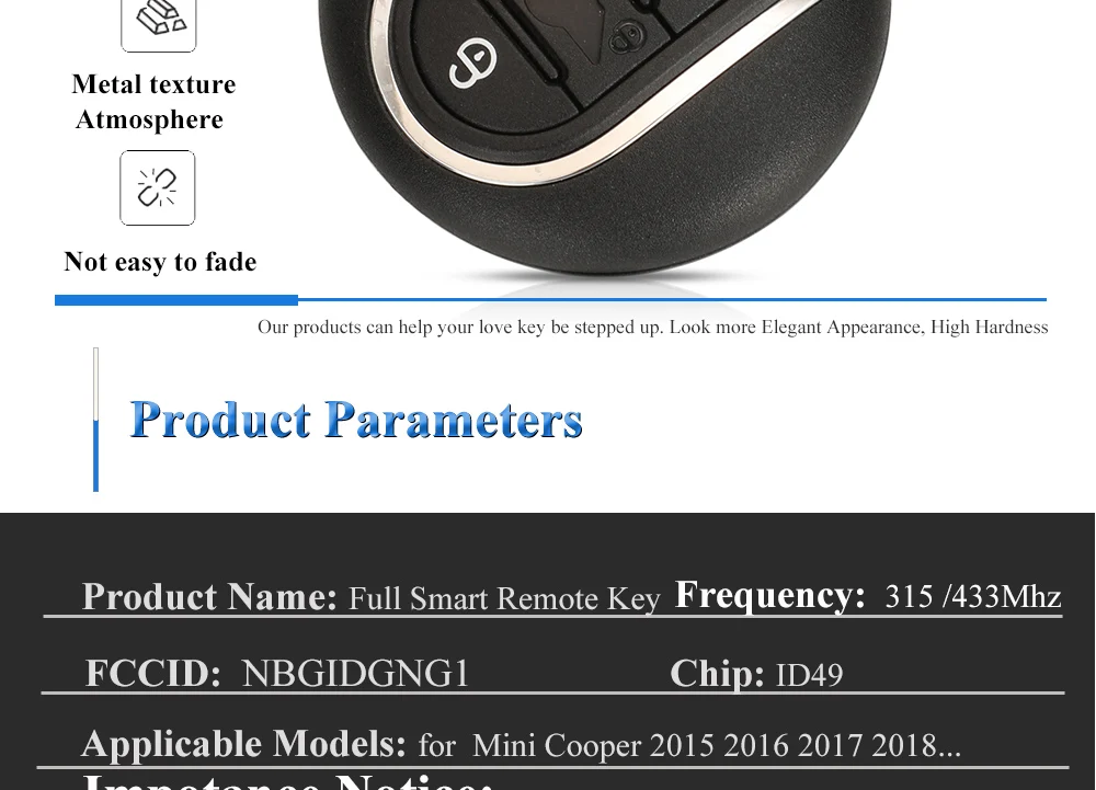 Keyforkess 315Mhz 433mhz ID49 PCF7953 chiave Auto remota per BMW Mini Cooper serie F F55 F56 Clubman 14-18 Auto Keyless go 3BTN 10 Keyforkess 315Mhz 433mhz ID49 PCF7953 chiave Auto remota per BMW Mini Cooper serie F F55 F56 Clubman 14-18 Auto Keyless go 3BTN - H899dba63578b430a9d601527023d1ba0V