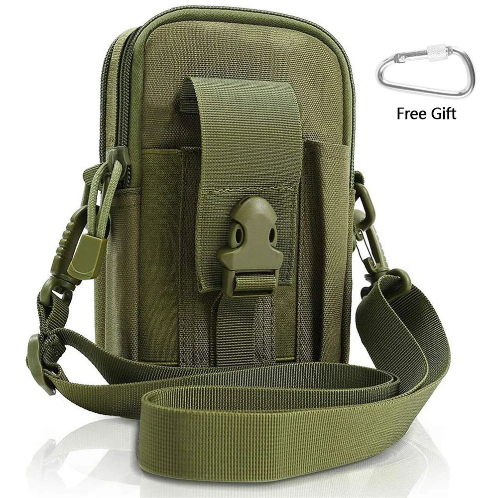 Green Тактический Molle Чехол для мужчин EDC поясная сумка для телефона сумка-Органайзер для инструментов охотничья сумка с плечевым ремнем+ нейлоновый карабин - Цвет: Green