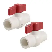 0,7" x 0,79" скольжения концы двухсторонние порты ПВХ шаровой кран белый красный 2 шт