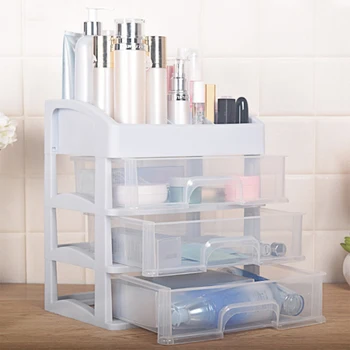

3 Layers Drawer Storage Box Desktop Makeup Organizer Jewelry Cosmetic Case Plastic Storage Jewelry Box Compartment Adjustable