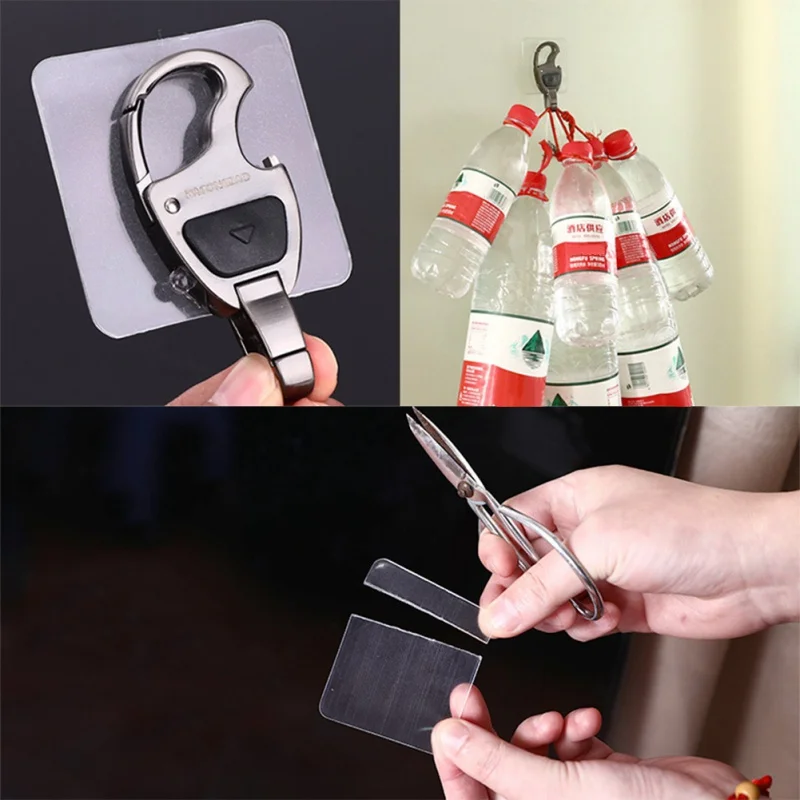 

10pcs Strong paste Hanger Wall Removable Transparent Paste Holder Towel Hooks Kitchen Receive Home Hook Strong Stick