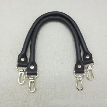 

40Cm Leather Bag Strap Bag Accessories Double Layer Brown Black Leather Handle Hanging Metal Buckle Handbag Strap New Arrival