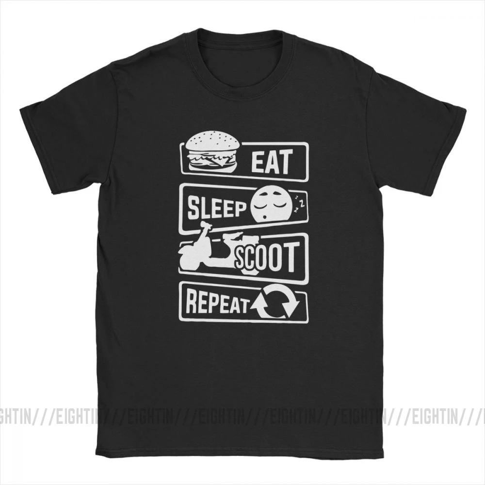 Eat Sleep Scoot Repeat футболка с изображением scooter Italy Vespa Футболка мужская футболка футболки с короткими рукавами из чистого хлопка в стиле хип-хоп