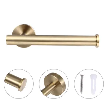

1Pc Stainless Steel Rack Golden Sturdy Simple Wall Hanging Rack Roll Paper Holder Paper Rack for Homestay Condo Dorm