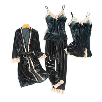

Winter Velvet Pajamas Set Warm Young Lady Sleepwear Casual Softy Intimate Lingerie Lounge Sexy Pijamas Suit Nightgown