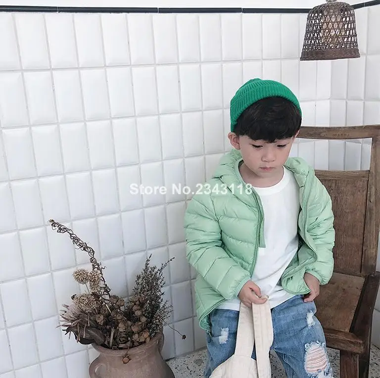 

Winter Kids Candy Color Warm Lightweight Down Jackets 2019 Boys Girls Zipper Hooded Down Coat 2-7y