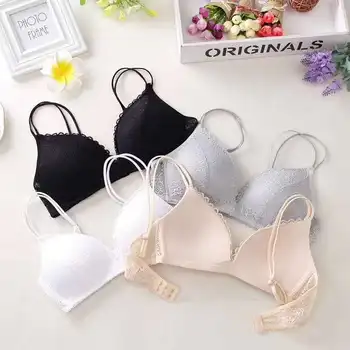 

Black Bra Wire Free Push Up Sexy Women Bras Lace Bralette Lingerie Small Breast Adjusts A B C Bra Female Underwear