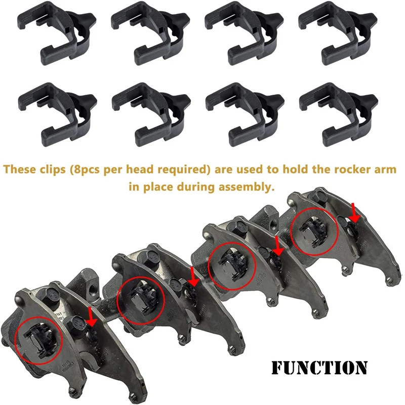 W302193 Rocker Arm Retainer Clip Compatible with Ford F250 F350 F450 F550 2003-2010 6.0L Powerstroke Diesel Engines -Set of 16