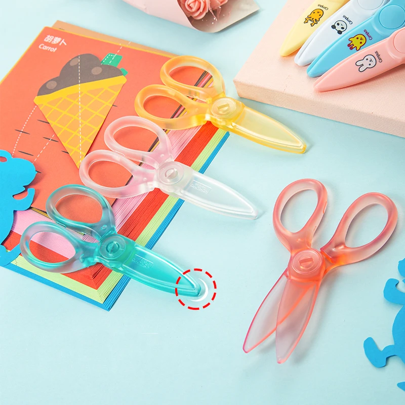 Pastel Color Kids' Safety Scissors With Cartoon Characters, Anti