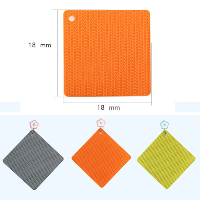 18cm Honeycomb Silicone Mat Drink Cup Coasters Heat Resistant Placemat Bowl Pad Square Non-Slip Pot Holder Kitchen Accessories