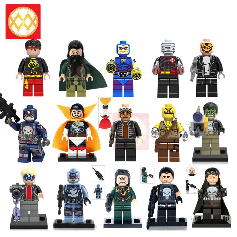 

Single Marvel Shang-qi Mandarin Robocop Masked Robber Punisher Super Heroes Villians Building Blocks Toys for Children Gifts