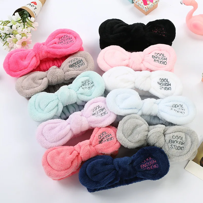 

Solid Velvet Rabbit Ears Headbands for Women Girls Wash Face Makeup Hairband Hair Accessories Cool Enough Studio Letter Turban
