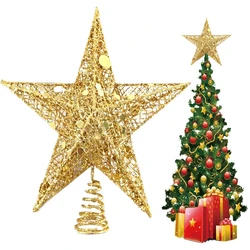 12/15/20cm Gold Christmas Tree Top Iron Star for Xmas Tree Ornaments Tree Top Navidad Noel Kerst Natal New Year Party Decoration