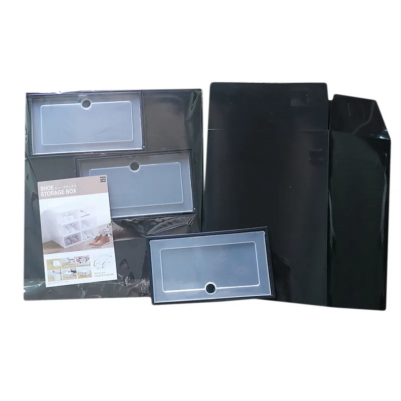 Flip Open Cover Durable Plastic Shoe Storage Transparent Box Divider Drawer Portable Shoes Organizer - 1 Pcs