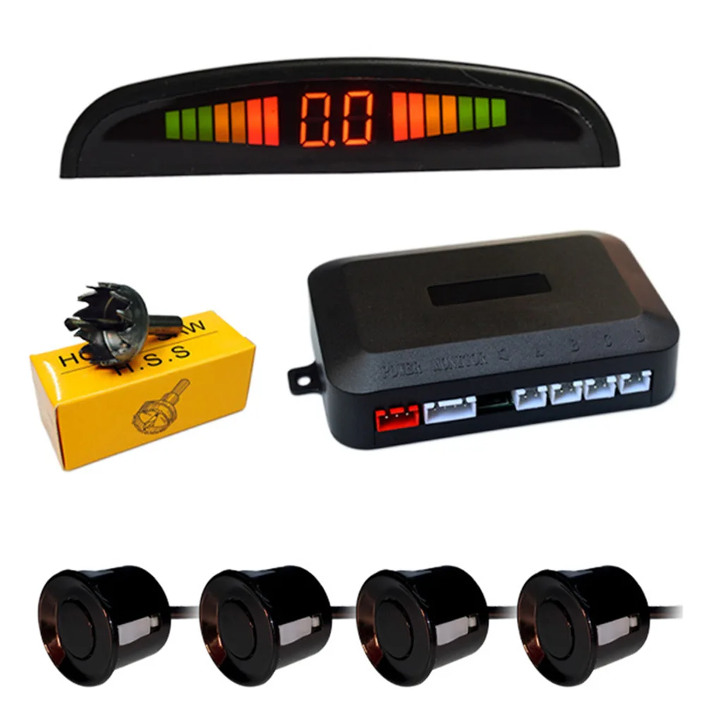 Автомобильный парковочный радар-монитор детектор система дисплей Автомобильный парктроник светодиодный датчик парковки с 4 датчиками s обратный резервный