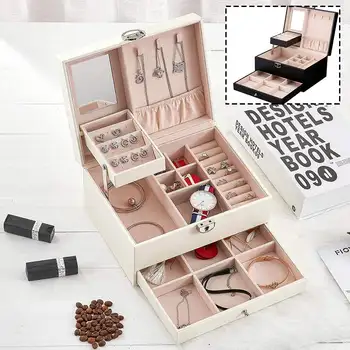 

Multi-function PU Leather Jewelry Box Jewellery Casket Storage Container Rings Earring Necklace Ornaments Display Organizer Case