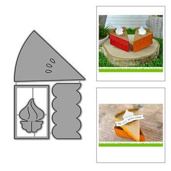 

2020 New Cake Slice Box Metal Cutting Dies Background and House Die Cut Scrapbooking For Crafts Box Card Making no Stamps Sets