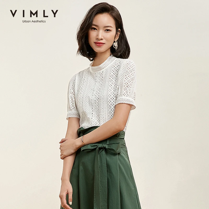 Vimly 2020 Летняя женская кружевная блузка с вышивкой элегантная Офисная Женская