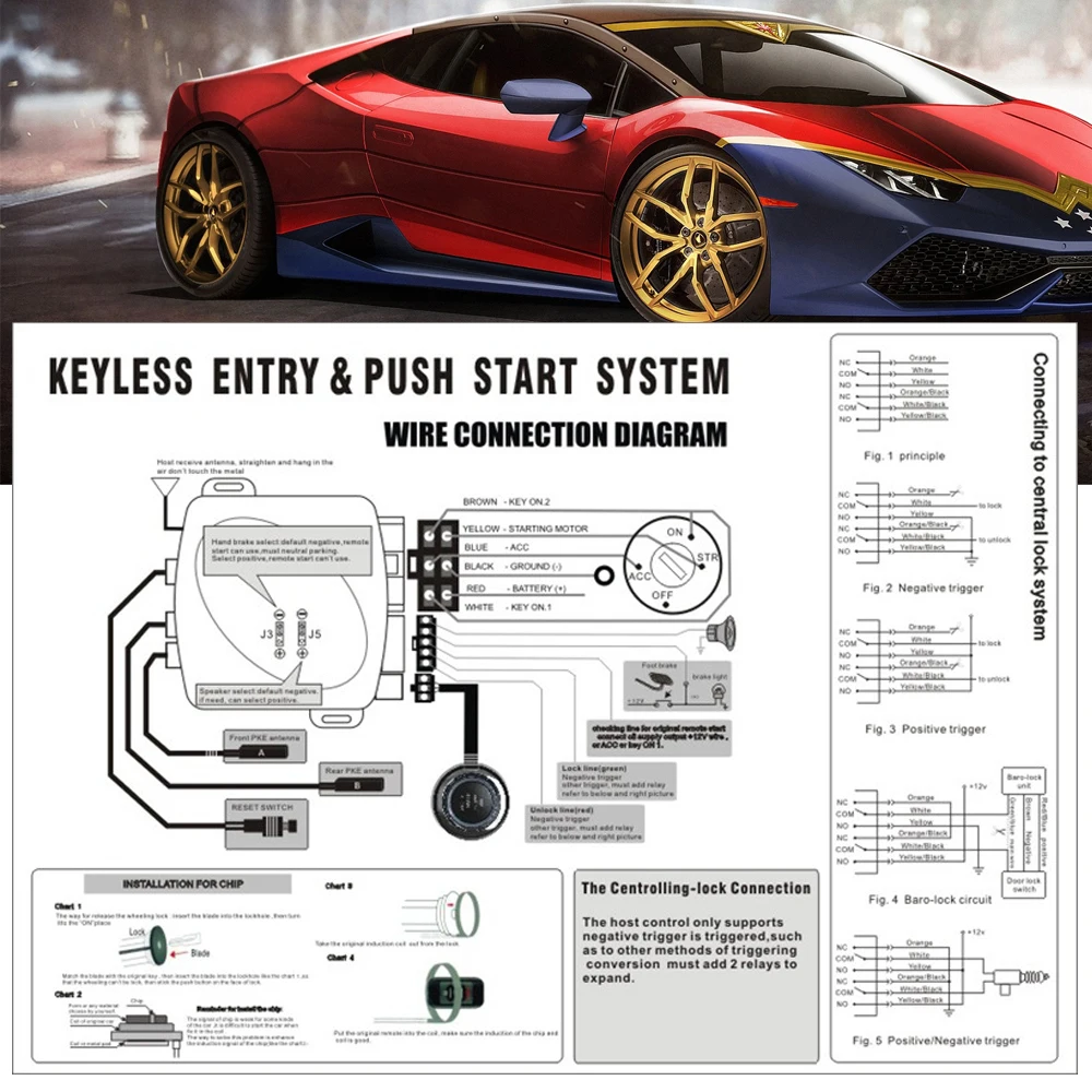 OkeyTech Универсальная автомобильная сигнализация кнопка запуска стоп кнопка запуска двигателя автоматическая дверь дистанционного Центрального управления Блокировка без ключа