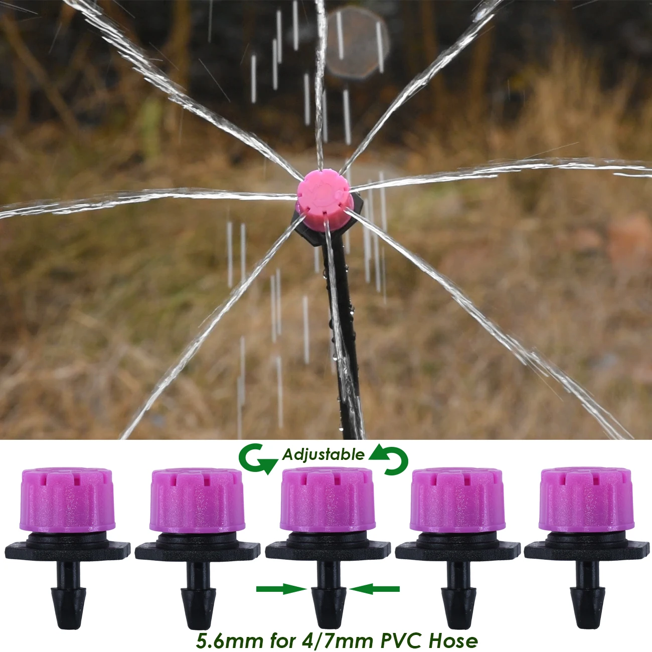 50-800PCS Garten 4/7mm Schlauch Tropf Bewässerung Tropf Einstellbare Düse 1/4'' Bewässerung Sprinkler Emitter Rasen blume Gewächshaus – Detail 2