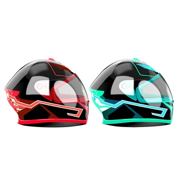 

2 Set Motorcycle Helmet El Cold Light Helmet Light Strip Night Signal Luminous Modified Strip Helmet Sticker Red & Ice Blue