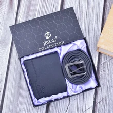 

Fashion Men Brown Black Gift Box Set Top Quality Belt Leather Folding Wallet Business Gift For Men Christmas New Year present