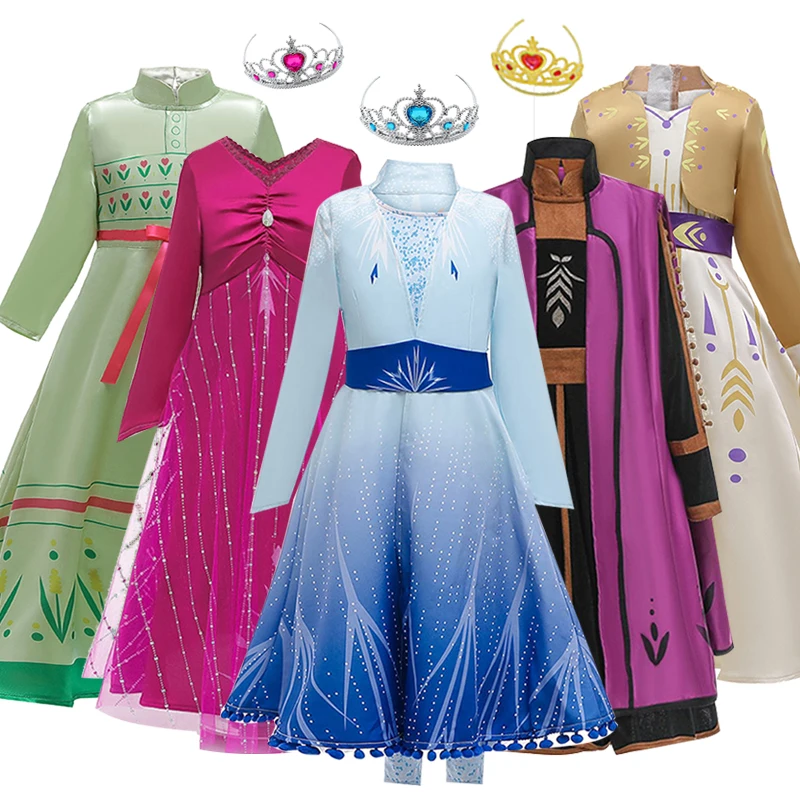 Платье Анны и Эльзы для девочек платье принцессы Детские платья для девочек, костюм Карнавальный костюм для костюмированной вечеринки, одежда для детей 3, 4, 6, 8, 10, 12 лет