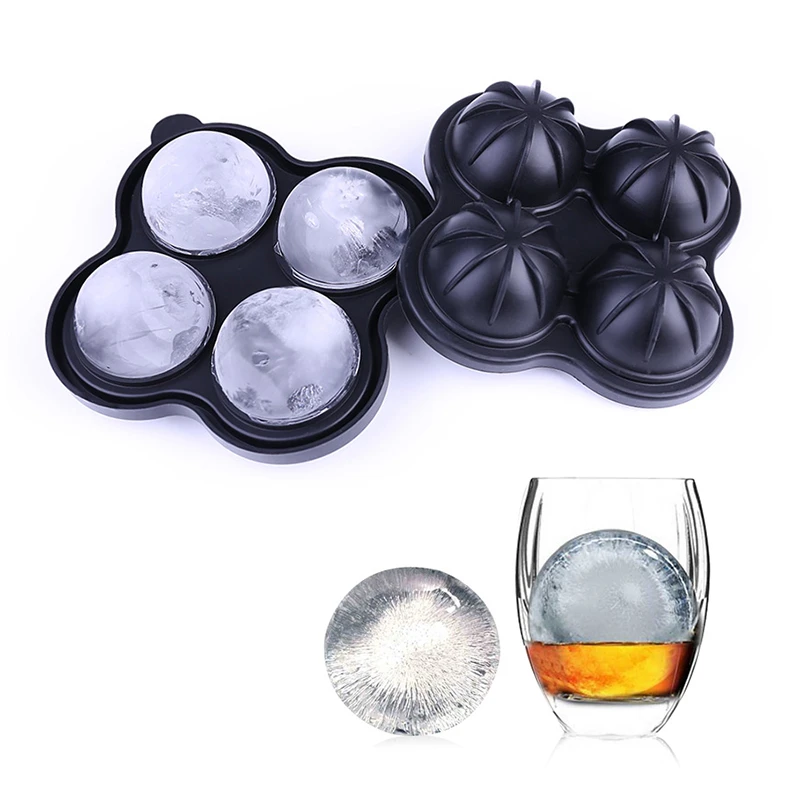 Large Ice Cube Maker Silicone Mold 4 Cell Big Sphere Ice Ball Ice Cube