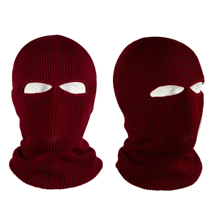 Новая маска для лица, вязаная шапка с 2 отверстиями, лыжная маска, шапка, зимняя теплая шапка