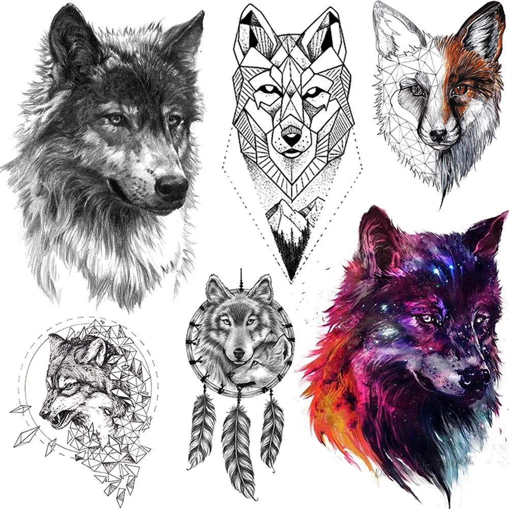 Временные татуировки Tigrish Tribal Wolf для искусственных татуировок на грудь