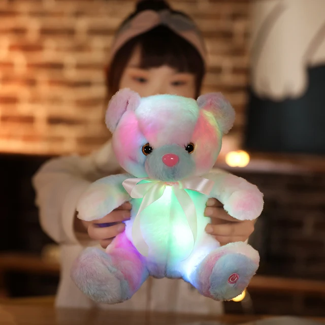 28~50cm Rainbow Light Up Teddy Bear Doll Standing&Sitting Cute Animal Long Plush Fuzzy Toy Using AA Batteries Children Gift 5