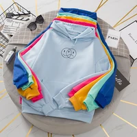 Korean Streetwear Sweatshirt Men Women Casual Pullover Hip Hop Long Sleeve Smile Sad Face Line Print Hoodies Sportswear Tops 6