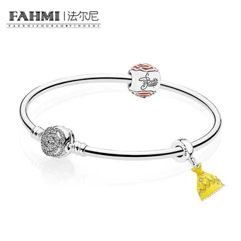 

2020 925 Sterling silver Belle's Enchanted Rose Bangle Set Clear CZ fit DIY Original charm Bracelets jewelry A set of prices